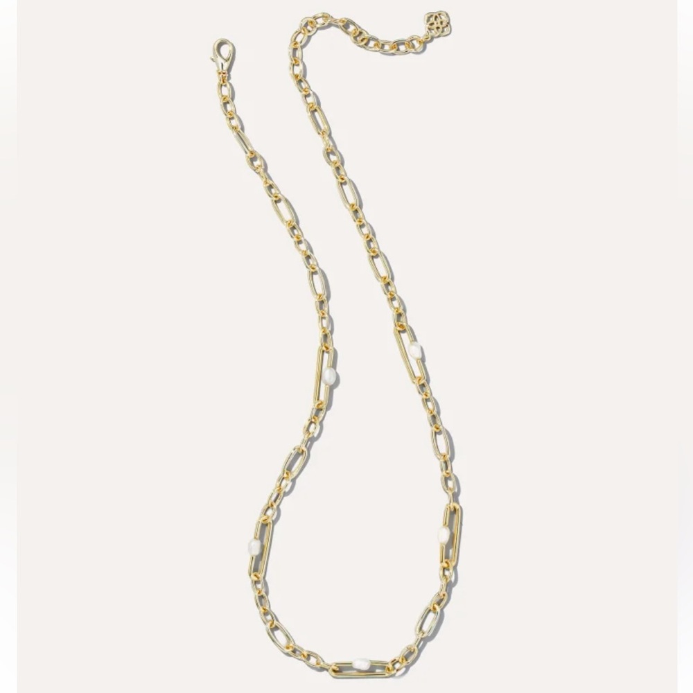 Kendra Scott Lindsay Gold Chain Necklace in Freshwater Cultured Pearl